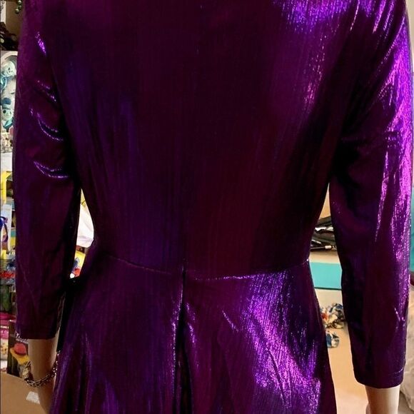 Radiant Spark Purple Metallic Skater Dress NWT SML - Picture 11 of 12